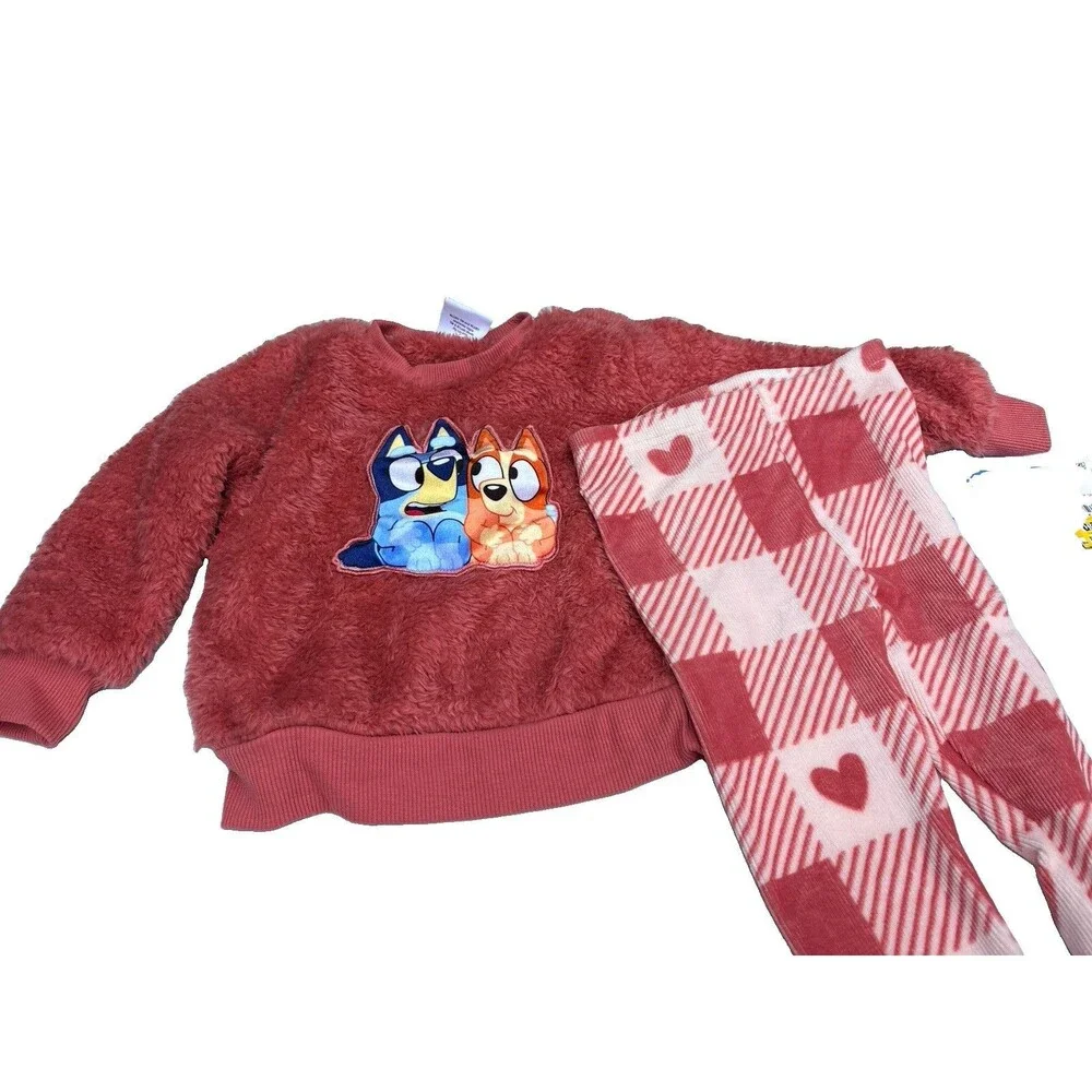 18 Months Bluey and Bingo Girl's 2-Piece Crew Sweatshirt & Leggings Set NWT